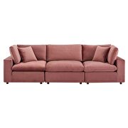 Down filled overstuffed performance velvet 3-seater sofa in dusty rose by Modway additional picture 3