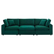 Down filled overstuffed performance velvet 3-seater sofa in green by Modway additional picture 3