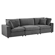 Down filled overstuffed performance velvet 3-seater sofa in gray by Modway additional picture 2