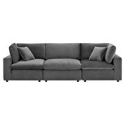 Down filled overstuffed performance velvet 3-seater sofa in gray by Modway additional picture 3