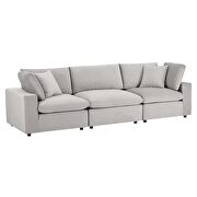 Down filled overstuffed performance velvet 3-seater sofa in light gray by Modway additional picture 2