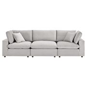 Down filled overstuffed performance velvet 3-seater sofa in light gray by Modway additional picture 3