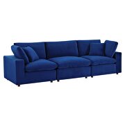 Down filled overstuffed performance velvet 3-seater sofa in navy by Modway additional picture 2