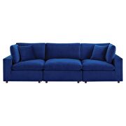 Down filled overstuffed performance velvet 3-seater sofa in navy by Modway additional picture 3