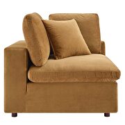 Down filled overstuffed performance velvet 4-piece sectional sofa in cognac additional photo 3 of 12
