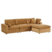 Down filled overstuffed performance velvet 4-piece sectional sofa in cognac by Modway additional picture 10