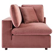 Down filled overstuffed performance velvet 4-piece sectional sofa in dusty rose additional photo 2 of 12