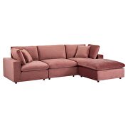 Down filled overstuffed performance velvet 4-piece sectional sofa in dusty rose by Modway additional picture 10