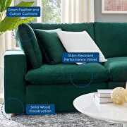 Down filled overstuffed performance velvet 4-piece sectional sofa in green by Modway additional picture 11