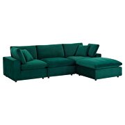 Down filled overstuffed performance velvet 4-piece sectional sofa in green by Modway additional picture 10