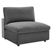 Down filled overstuffed performance velvet 4-piece sectional sofa in gray additional photo 2 of 12