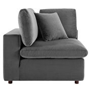 Down filled overstuffed performance velvet 4-piece sectional sofa in gray additional photo 3 of 12
