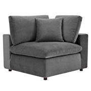 Down filled overstuffed performance velvet 4-piece sectional sofa in gray additional photo 5 of 12