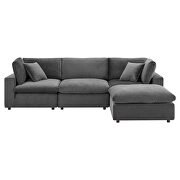 Down filled overstuffed performance velvet 4-piece sectional sofa in gray by Modway additional picture 9
