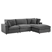 Down filled overstuffed performance velvet 4-piece sectional sofa in gray by Modway additional picture 10