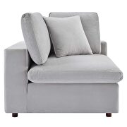 Down filled overstuffed performance velvet 4-piece sectional sofa in light gray additional photo 3 of 12