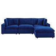 Down filled overstuffed performance velvet 4-piece sectional sofa in navy by Modway additional picture 9
