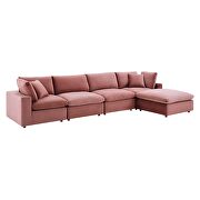 Down filled overstuffed performance velvet 5-piece sectional sofa in dusty rose by Modway additional picture 10