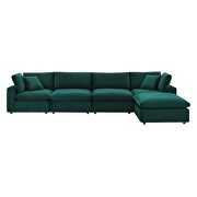 Down filled overstuffed performance velvet 5-piece sectional sofa in green by Modway additional picture 9