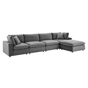 Down filled overstuffed performance velvet 5-piece sectional sofa in gray by Modway additional picture 10