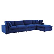 Down filled overstuffed performance velvet 5-piece sectional sofa in navy by Modway additional picture 10