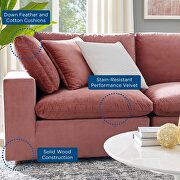 Down filled overstuffed performance velvet 6-piece sectional sofa in dusty rose by Modway additional picture 12