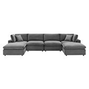 Down filled overstuffed performance velvet 6-piece sectional sofa in gray by Modway additional picture 10