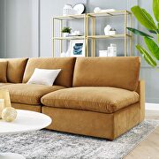 Down filled overstuffed performance velvet 5-piece sectional sofa in cognac by Modway additional picture 11