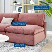 Down filled overstuffed performance velvet 5-piece sectional sofa in dusty rose by Modway additional picture 2