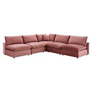 Down filled overstuffed performance velvet 5-piece sectional sofa in dusty rose by Modway additional picture 10