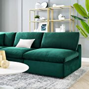 Down filled overstuffed performance velvet 5-piece sectional sofa in green by Modway additional picture 11