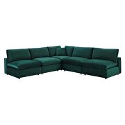 Down filled overstuffed performance velvet 5-piece sectional sofa in green by Modway additional picture 10