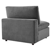 Down filled overstuffed performance velvet 5-piece sectional sofa in gray additional photo 3 of 10