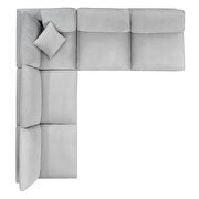 Down filled overstuffed performance velvet 5-piece sectional sofa in light gray by Modway additional picture 8