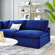 Down filled overstuffed performance velvet 5-piece sectional sofa in navy by Modway additional picture 11