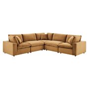 Down filled overstuffed performance velvet 5-piece sectional sofa in cognac by Modway additional picture 10