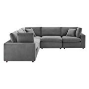 Down filled overstuffed performance velvet 5-piece sectional sofa in gray by Modway additional picture 9