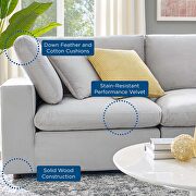 Down filled overstuffed performance velvet 5-piece sectional sofa in light gray additional photo 2 of 10