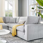 Down filled overstuffed performance velvet 5-piece sectional sofa in light gray by Modway additional picture 11