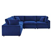 Down filled overstuffed performance velvet 5-piece sectional sofa in navy by Modway additional picture 9