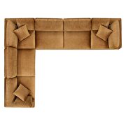 Down filled overstuffed performance velvet 6-piece sectional sofa in cognac by Modway additional picture 9