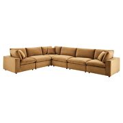 Down filled overstuffed performance velvet 6-piece sectional sofa in cognac by Modway additional picture 10