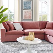 Down filled overstuffed performance velvet 6-piece sectional sofa in dusty rose by Modway additional picture 11
