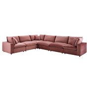 Down filled overstuffed performance velvet 6-piece sectional sofa in dusty rose by Modway additional picture 10