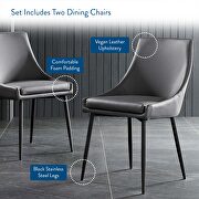 Vegan leather dining chairs - set of 2 in black gray additional photo 2 of 7