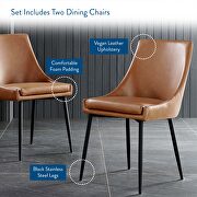 Vegan leather dining chairs - set of 2 in black tan additional photo 2 of 7
