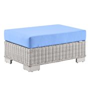 Outdoor patio wicker rattan ottoman in light gray/ light blue by Modway additional picture 2