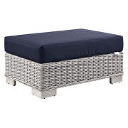Outdoor patio wicker rattan ottoman in light gray/ navy by Modway additional picture 2
