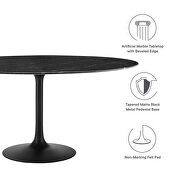Artificial marble dining table in black by Modway additional picture 7