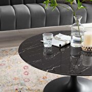 Round artificial marble coffee table in black by Modway additional picture 3
